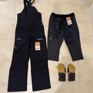 NEW Flylow Touring Bibs, 3/4 Puffer Pant & Dakine Kodiak Gloves